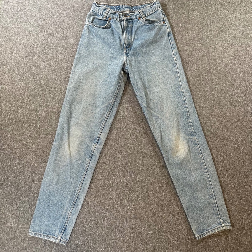Vintage Levis 632 Orange Tab Jeans High Waisted Tapered Light Wash Blue 26x30